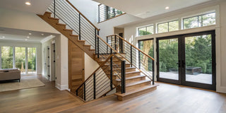 A large, modern stair opening that requires a wide safety gate.